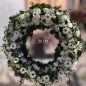 Vegyes virágokkal körbedíszített görög koszorú